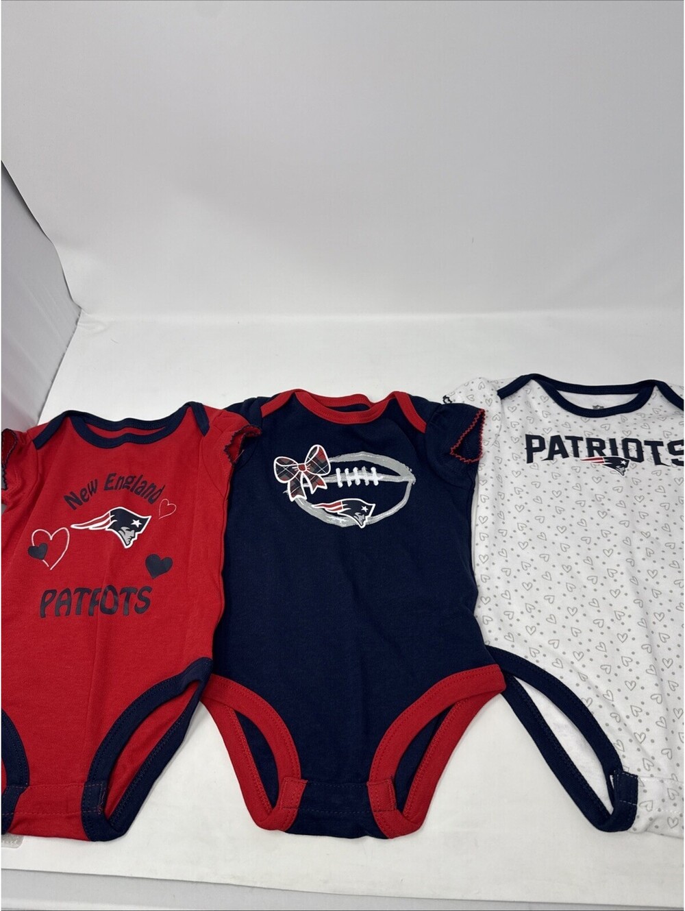 NFL New England Patriots Baby Girls Bodysuit Set 3 Pack 6/9M NEW WITH TAGS